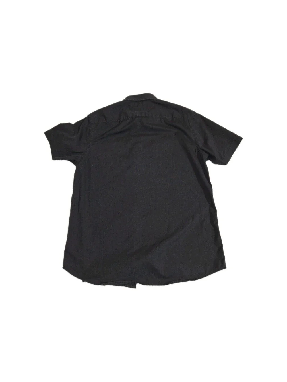Untuck it Mens Button Front Short Sleeve Cotton Black Shirt L